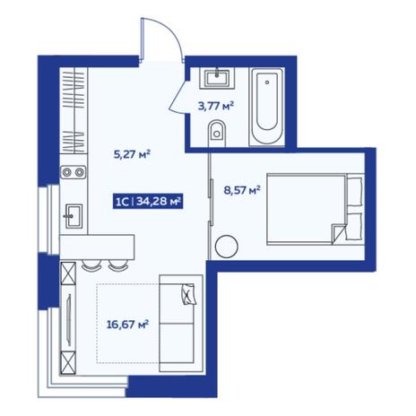 Вариант №7545, 2-комнатная квартира в жилом комплексе Дивногорский