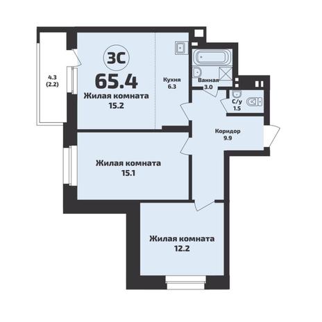 Вариант №14745, 3-комнатная квартира в жилом комплексе Citatum