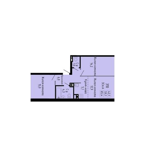 Вариант №13275, 3-комнатная квартира в жилом комплексе Luna