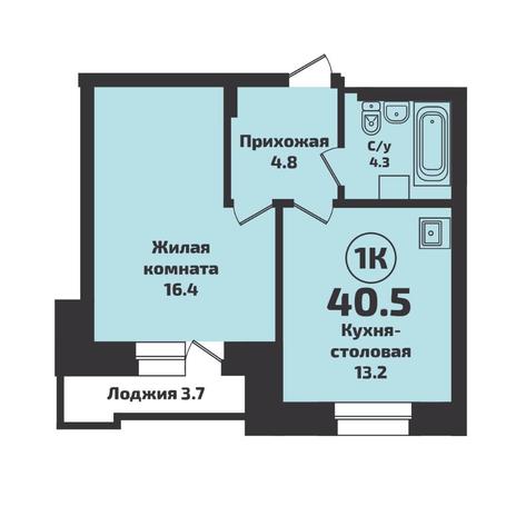 Вариант №7880, 1-комнатная квартира в жилом комплексе 