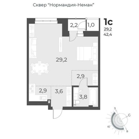 Вариант №8415, 1-комнатная квартира в жилом комплексе Я - Маяковский