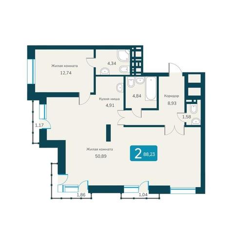 Вариант №10753, 3-комнатная квартира в жилом комплексе Марсель-2