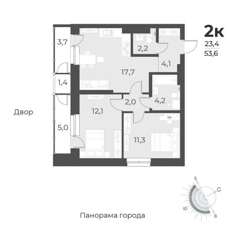 Вариант №8451, 3-комнатная квартира в жилом комплексе Тихомиров