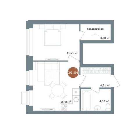Вариант №15015, 2-комнатная квартира в жилом комплексе Первый на Есенина
