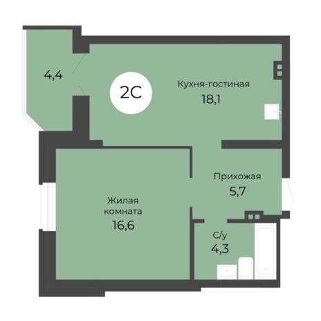 Вариант №5688, 2-комнатная квартира в жилом комплексе Топаз