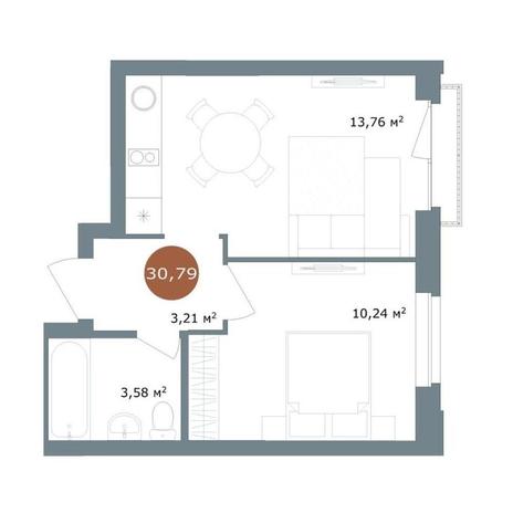 Вариант №14487, 2-комнатная квартира в жилом комплексе Маяк