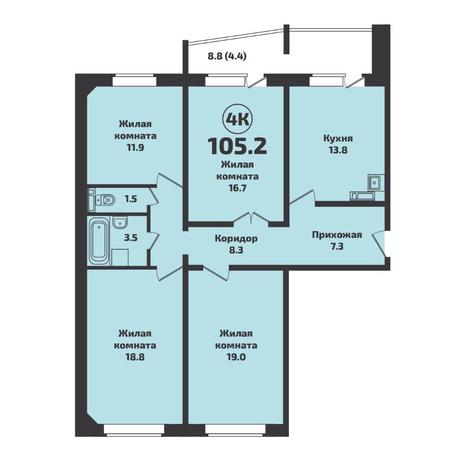 Вариант №7109, 4-комнатная квартира в жилом комплексе Инфинити
