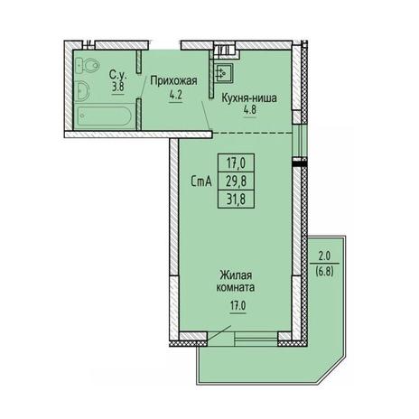 Вариант №13470, 1-комнатная квартира в жилом комплексе 