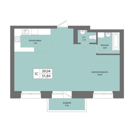 Вариант №14249, 1-комнатная квартира в жилом комплексе Smart Park