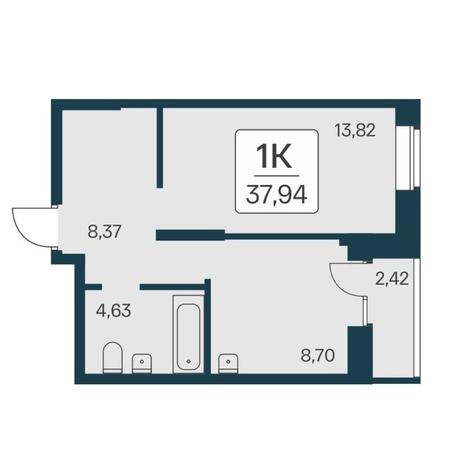 Вариант №17754, 1-комнатная квартира в жилом комплексе Квартал на Игарской