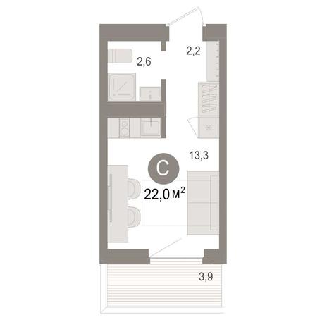 Вариант №15965, 1-комнатная квартира в жилом комплексе Пшеница