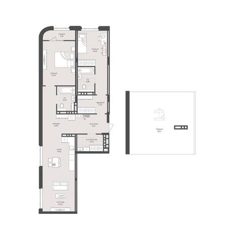 Вариант №15388, 2-комнатная квартира в жилом комплексе Новый Кедровый