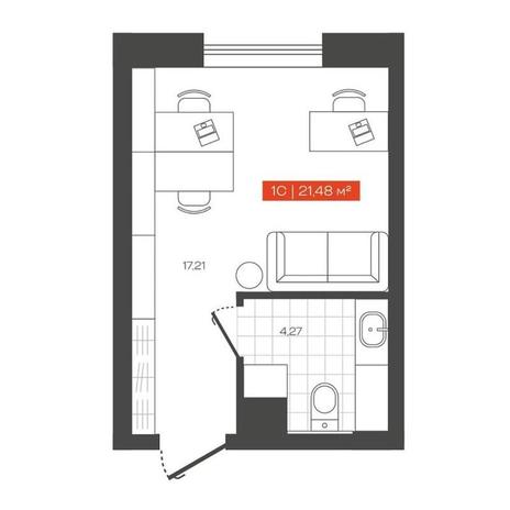 Вариант №13672, 1-комнатная квартира в жилом комплексе Ньютон