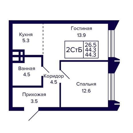 Вариант №16163, 2-комнатная квартира в жилом комплексе Страна.Береговая