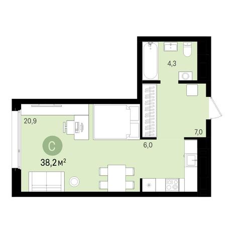 Вариант №6486, 1-комнатная квартира в жилом комплексе Инфинити
