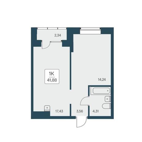 Вариант №13203, 1-комнатная квартира в жилом комплексе 