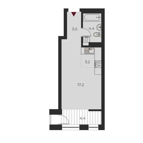 Вариант №14113, 1-комнатная квартира в жилом комплексе Беринг