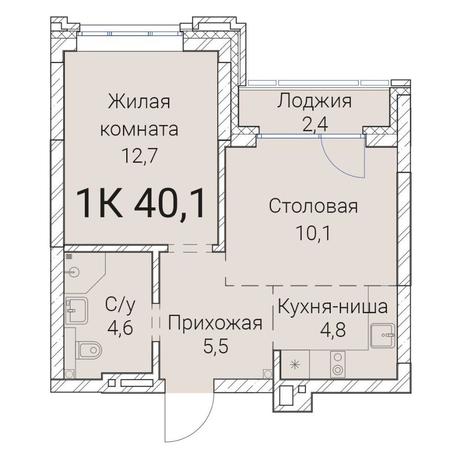 Вариант №9950, 1-комнатная квартира в жилом комплексе 