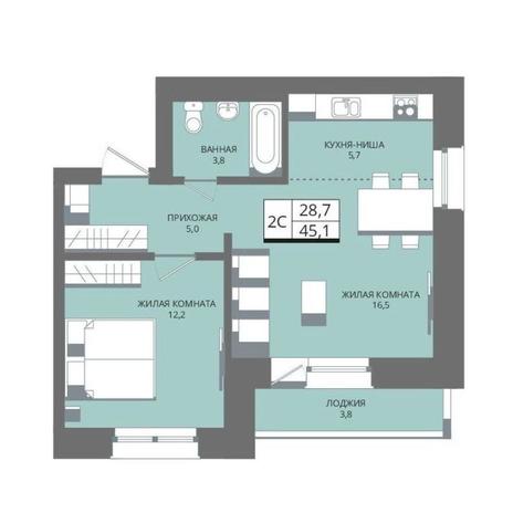 Вариант №10162, 2-комнатная квартира в жилом комплексе 