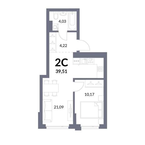 Вариант №12589, 2-комнатная квартира в жилом комплексе 