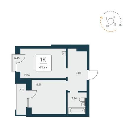 Вариант №12445, 1-комнатная квартира в жилом комплексе Рафинад