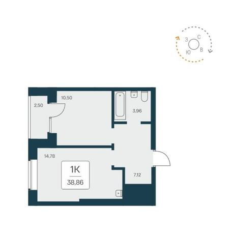Вариант №12446, 1-комнатная квартира в жилом комплексе Расцветай на Авиастроителей