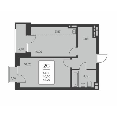 Вариант №8009, 2-комнатная квартира в жилом комплексе Инфинити