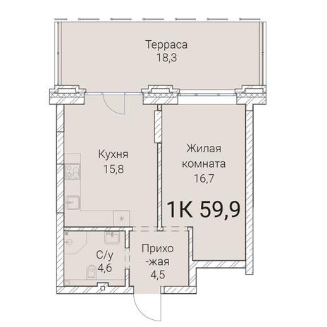 Вариант №10024, 1-комнатная квартира в жилом комплексе Европейский Берег