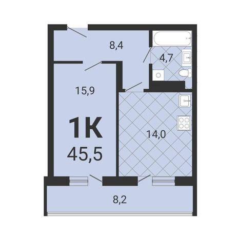 Вариант №13335, 1-комнатная квартира в жилом комплексе Фора