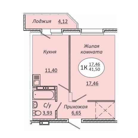 Вариант №10106, 1-комнатная квартира в жилом комплексе Комета-Октябрьский