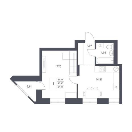 Вариант №14397, 1-комнатная квартира в жилом комплексе Характер