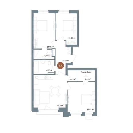 Вариант №15048, 4-комнатная квартира в жилом комплексе 19|56 Кварталы Телецентра
