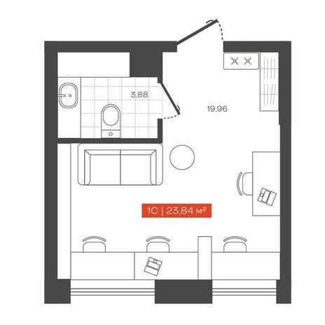 Вариант №13662, 1-комнатная квартира в жилом комплексе 19|56 Кварталы Телецентра
