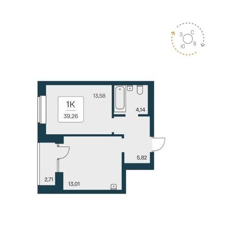 Вариант №12427, 1-комнатная квартира в жилом комплексе Расцветай на Авиастроителей