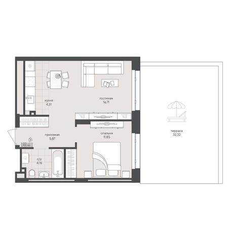 Вариант №15332, 1-комнатная квартира в жилом комплексе Баланс (Balance)