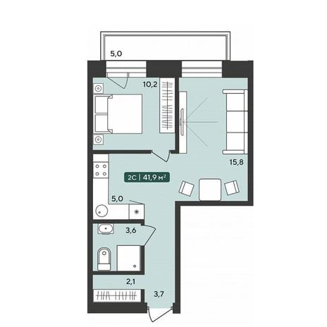 Вариант №10251, 2-комнатная квартира в жилом комплексе Сосновый бор