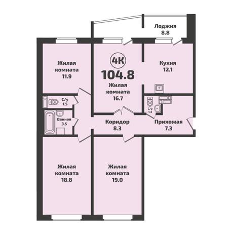 Вариант №5731, 4-комнатная квартира в жилом комплексе 