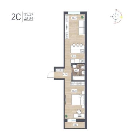 Вариант №13721, 2-комнатная квартира в жилом комплексе 