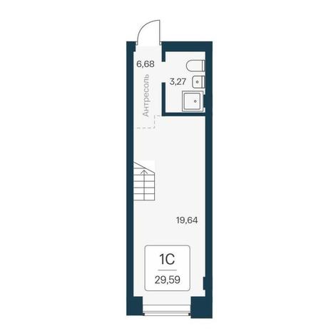 Вариант №15051, 1-комнатная квартира в жилом комплексе Акация на Кедровой
