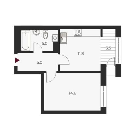 Вариант №14116, 1-комнатная квартира в жилом комплексе Нобель