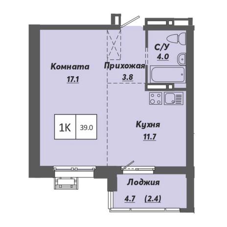 Вариант №7917, 1-комнатная квартира в жилом комплексе Основатели