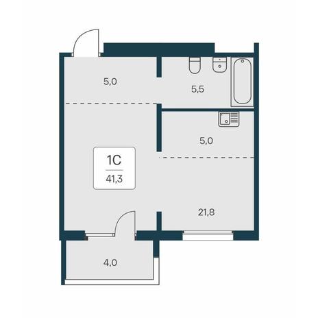 Вариант №14555, 1-комнатная квартира в жилом комплексе Акация на Кедровой