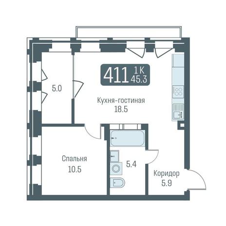 Вариант №11864, 1-комнатная квартира в жилом комплексе Gorizont