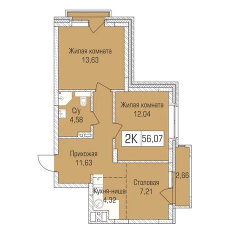 Вариант №7376, 3-комнатная квартира в жилом комплексе Тихомиров