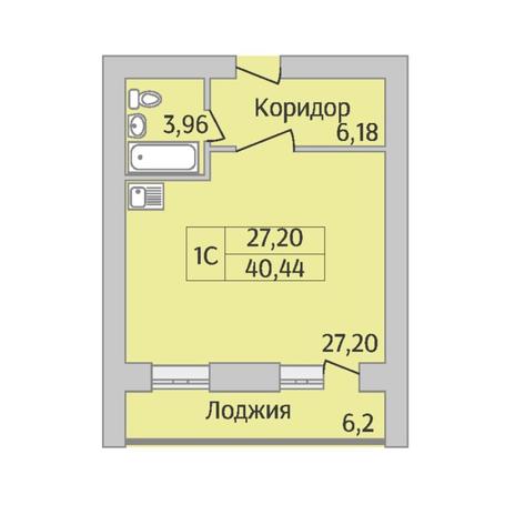 Вариант №6933, 1-комнатная квартира в жилом комплексе 
