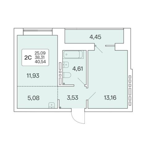 Вариант №6802, 2-комнатная квартира в жилом комплексе 