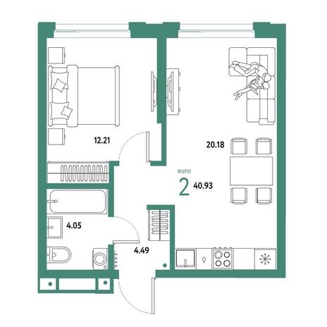 Вариант №15753, 2-комнатная квартира в жилом комплексе Тайм сквер