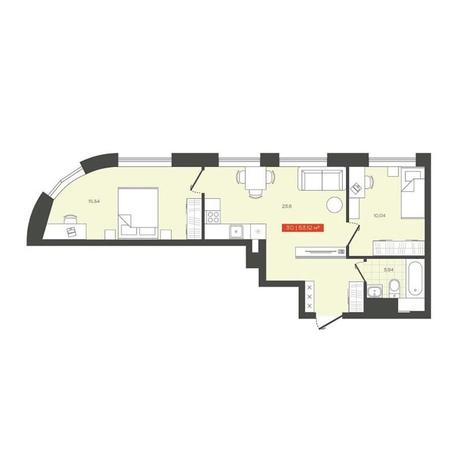 Вариант №13634, 3-комнатная квартира в жилом комплексе 