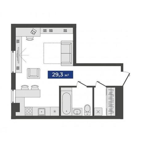 Вариант №9840, 1-комнатная квартира в жилом комплексе 