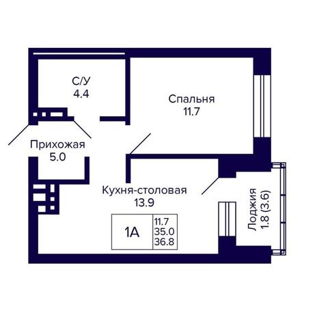 Вариант №14351, 1-комнатная квартира в жилом комплексе Новые Матрешки